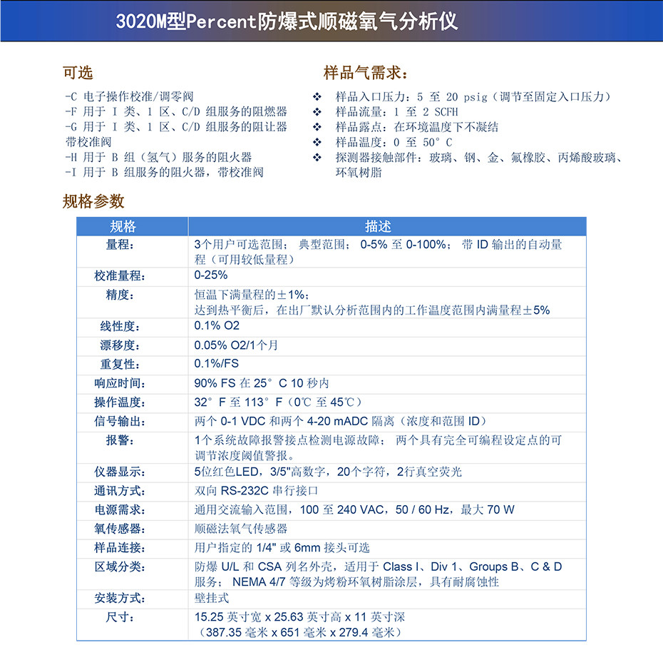 3020M 型氧氣分析儀