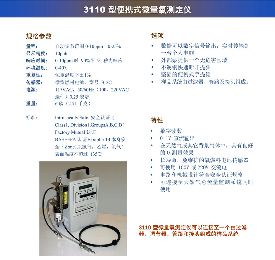 3110 型便攜式微量氧測定儀